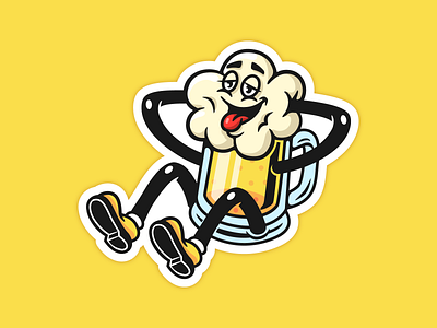 Chill beer beer character chill cup eye foam food glass graphic design illustration relax sticker tongue