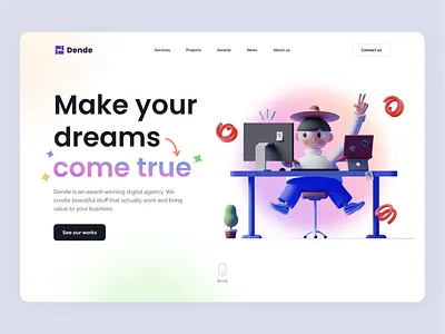 Agency Landing Page 3d agency clean design gradient minimal ui ux website