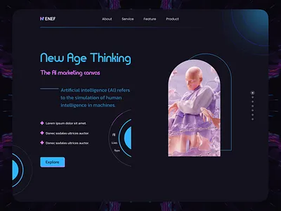 New Age Thinking - Landing Page Design ai artificial concept concept design creative cyan dark graphic design landing landing page new purple ui ui design