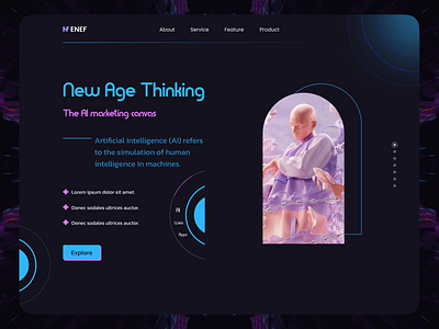 New Age Thinking - Landing Page Design ai artificial concept concept design creative cyan dark graphic design landing landing page new purple ui ui design