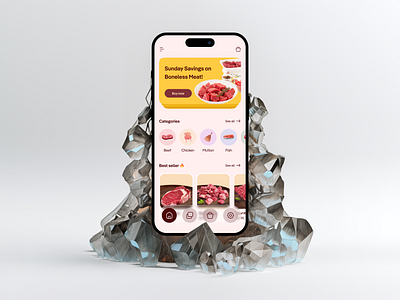 Hala meat e-commerce app UI/UX design app e com ecommerce food halal meat mobile