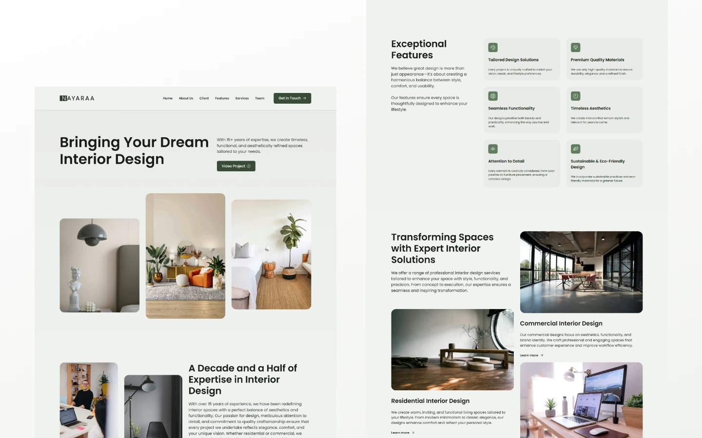 Nayaraa - Interior Design Webflow Template interior design minimalist modern professional residencial design responsive template ui webflow website