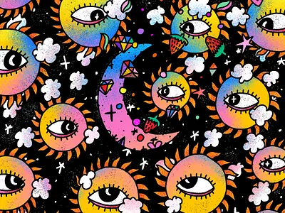 Land of Midnight Suns doodle illustration imagination moon nft nft artist procreate sun weird