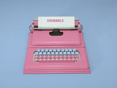 3D Pink Typewriter 3d 3d art 3d design 3d designer 3d graphic desgin 3d illustration art blue branding cinema 4d design graphic design illustration keyboard mashine paper pink scene typewriter ui