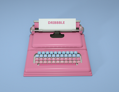 3D Pink Typewriter 3d 3d art 3d design 3d designer 3d graphic desgin 3d illustration art blue branding cinema 4d design graphic design illustration keyboard mashine paper pink scene typewriter ui