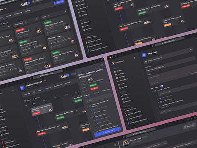 Project Management Software Design board dark theme dashboard design project project management software task task list task management team timeline ux ui design web web design