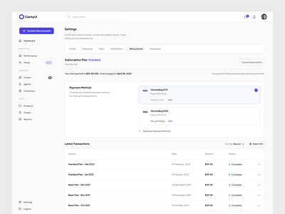 SaaS Admin Panel - Payment Page admin panel analytics application dashboard design hero section homepage interface panel payment report saas settings software startup ui web app website