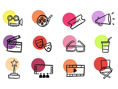 Free Download 15 Movie Icon Hand Drawn (VECTOR) cartoon film hand drawn icon movie