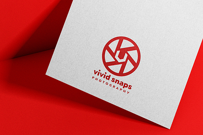 Vivid Snaps Photography Logo camera logo logo logo design logo mockup minimalist paper texture mockup photography logo red logo v logo