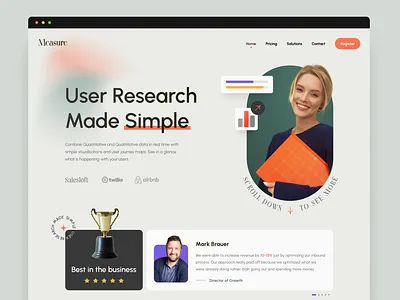Measure Landing Page google font hero landing page modern shapes simple ui urbanist