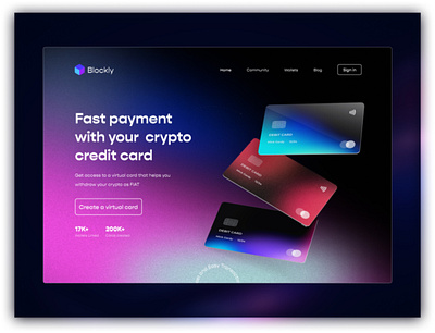 Crypto Virtual Card Website blockchain crypto dark mode fintech gradients header hero mockup nft web3