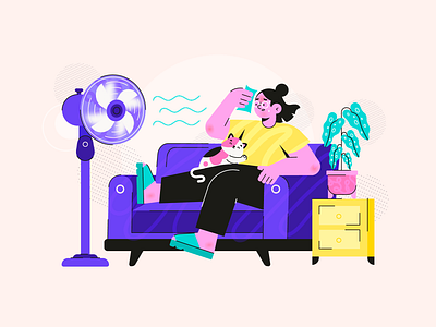 Summer Heat 🔥 2d art app illustration character design flat flat design free freebie heat heatwave hot hot weather illustration landing page stroke illustration summer vector vector art