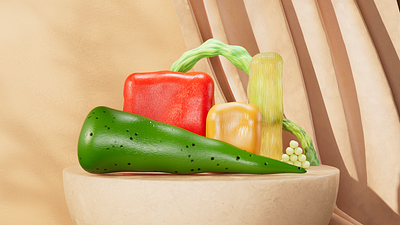 Simplification. Pepper 3d aftereffects animation autumn c4d cinema4d colorful design geometric illustration motion graphics pepper redshift still life summer vegetables