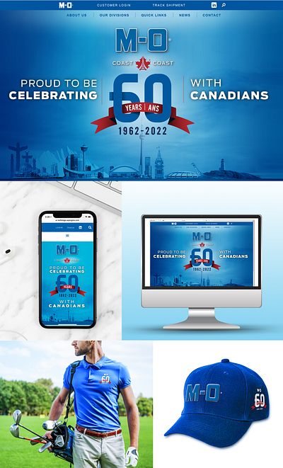 M-O 60 YEARS 60th anniversary blue branding canada freight hat logistics m mobil o shirt transportation website years