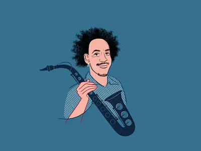 Jared Thompson digital drawing jared thompson portrait premium blend saxophone saxophonist