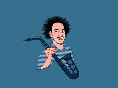 Jared Thompson digital drawing jared thompson portrait premium blend saxophone saxophonist