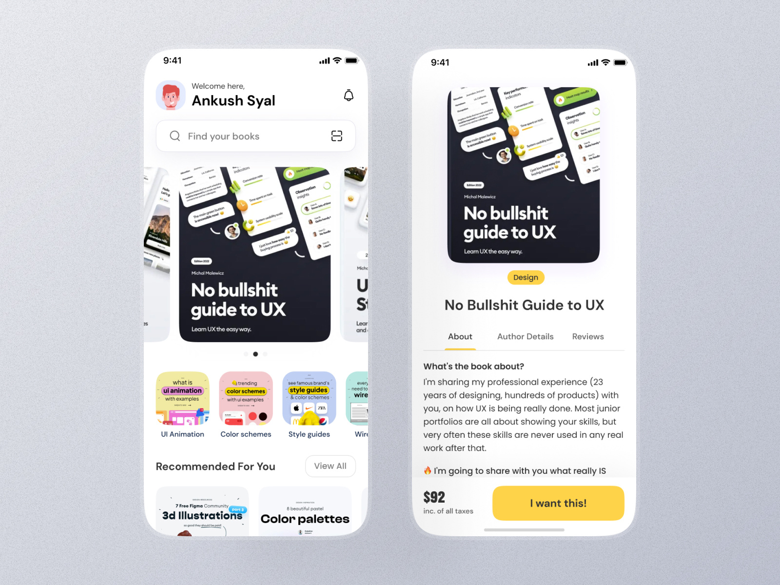 Book Store UI - for Designer animation app app ui b2b book book store clean design designer ebook ecommerce minimal online pdf reading shopping store ui ui ux ux