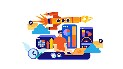 Flat illustration created for the company Rapid performace. 2dart branding conceptofbrand design digitalart flatillustration graphic design illustration vector