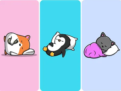 Cute Animal Sleeping On Pillow cat