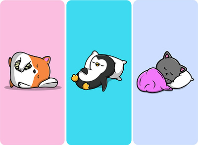 Cute Animal Sleeping On Pillow cat