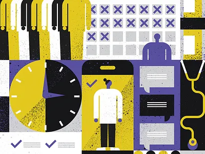 CBME Editorial Illustration abstract complex doctor flat geometric geometry health icon illustration medicine pattern people person shapes simple squares texture vector yellow