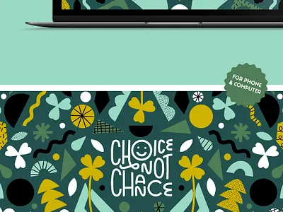 Free Illustrated & Hand-Lettered Desktop Wallpaper abstract art licensing choice collage color colour cutout free geometric illustration lettering luck lucky modern pattern shapes surface pattern typography vector wallpaper