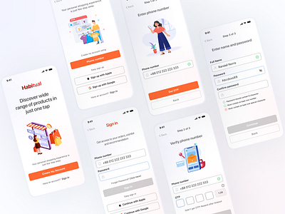 E-Commerce mobile apps Sign Up and Sign In • Daily UI #001 001 apps design create account daily ui dailyui ecommarce ecommarce sign up ibrahim mahbub ios design online shopping apps product design sign in sign up ui ui design user experiance design user interface ux design