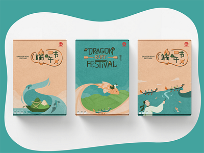 Dragon Boat Festival - Illustrations + Lettering adobe illustrator art asia boat character china dragon festival fish graphic design illustration illustrative design lettering letters package packaging design tradition vector water zongzi