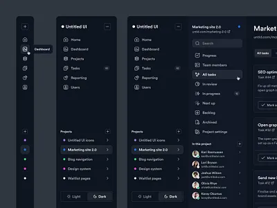 Dark mode sidebar navigation — Untitled UI dark mode darkmode dashboard figma menu minimal multi nav multinav nav nav bar nav menu navigation side menu side nav sidebar sidenav tabs ui ui design user interface