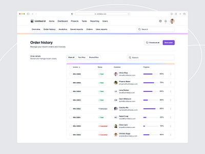 Order history — Untitled UI dashboard figma list minimal minimalism nav navigation order history product design sales table tables tabs ui ui design user interface