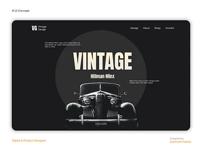 Vintage Car landing page branding design minimal ui ux