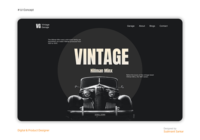 Vintage Car landing page branding design minimal ui ux