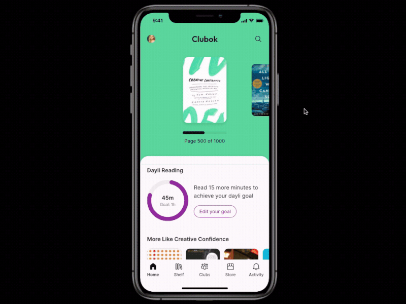 Clubok Splash Screen animation app design minimal ui