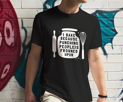 I bake because punching peoples frowned upon branding design illustration logo logo design t shirt t shirt design vintage vintage t shirt