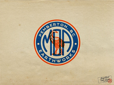 Moa Earthworks Logo Design american badge bird blue brand identity branding creative design earth emblem graphic designer illustration illustrator lettering logo logo design red retro vector vintage