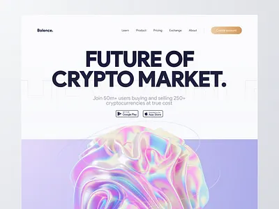 Crypto landing page bitcoin clean crypto design eth exchange gradient illustration landing minimal money nft store ui ux vector wallet web