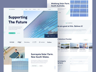 PILMTECH Solar Company blue bold clean clear company design header slick solar ui ui design ux website white