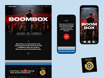 Boombox website aftereffects animation blue boombox concept design figma music ui ukraine ukrainian ux web website