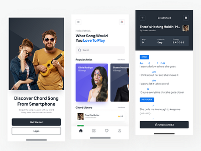 Chord App app design chord chord app futuristic guitar minimalist mobile mobile app mobile design mobile ui music music app musical piano sing tune ui ui design uiux ukulele