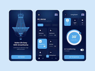 Smart Home Mobile App air conditioner app design clean ui device electronics home home automation house mhrana200 mobile ui remote control smart app smart device smart home smartapp smarthome smarthome app technology ui ux