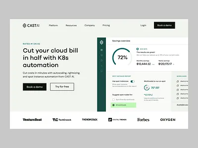 CAST AI: Homepage Exploration animation branding cast ai cloud optimization concept design exploration hero section landing page tech typography ui visual design web design