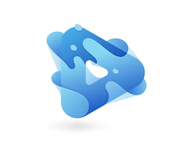Player Icon with Water Splash 3d apps icon blue branding colorful creative gradient graphic design illustration lettermark logo logodesign player icon professional splash triangle water wave website logo wordmark