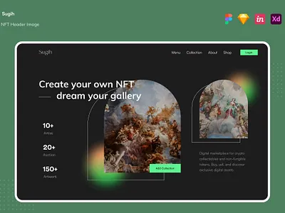 Free Sugih - NFT Hero Header Image app bitcoin blockchain branding crypto cryptocurrency currency design ethereum future illustration modern nft transaction ui ui design unique ux ux design website