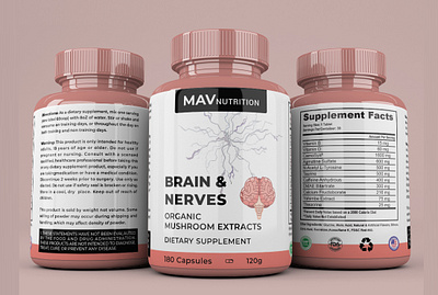 Brain and Nerves supplement Label Design design graphic design illustration label and packaging design label design packaging design supplement label supplement label design