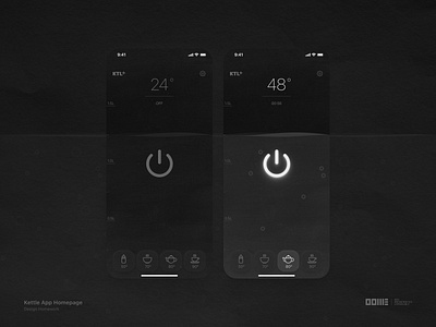 Kettle App / Home Screen / IoT app app design challenge dark mode dark theme homework internet of things ios ios app iot kettle smart home smart kettle ui uiux ux