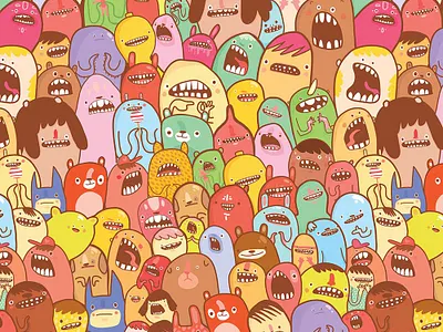 Many happy faces - Pattern design adobe draw drawing fun pattern graphic design happy pattern design illustration illustrator pattern design surface pattern design vector vector illustration