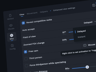 software design for elleqt app csgo dark design figma software ui uix ux web windows