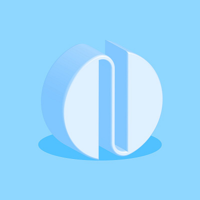 The funny N letter. 3d 3d letter 3d logo alphabet calligraphy cute funny design graphic design halftone blue illustration isometric letter isometric shape logo design n n letter n logo n monogram soft blue typography vector