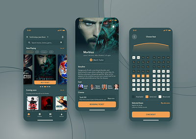 Cinema Ticketing app graphic design mobile ui