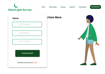 Moonlight Survey Signup Page dailyui ui uiux